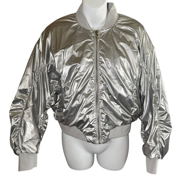 Bershka Jackets & Blazers - Bershka Less Issues Puffer Jacket Silver Reflective Women's Size US Large